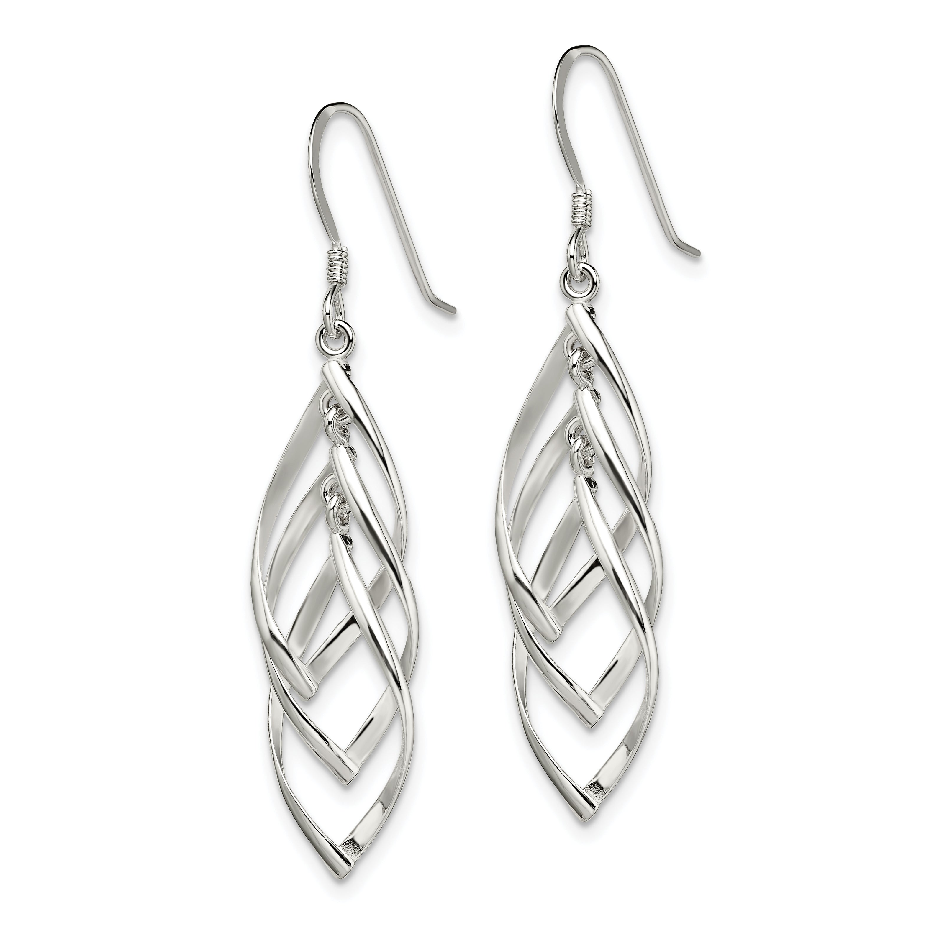 Sterling Silver Polished Fancy Twisted  & Intertwined Dangle Earrings Secondary image