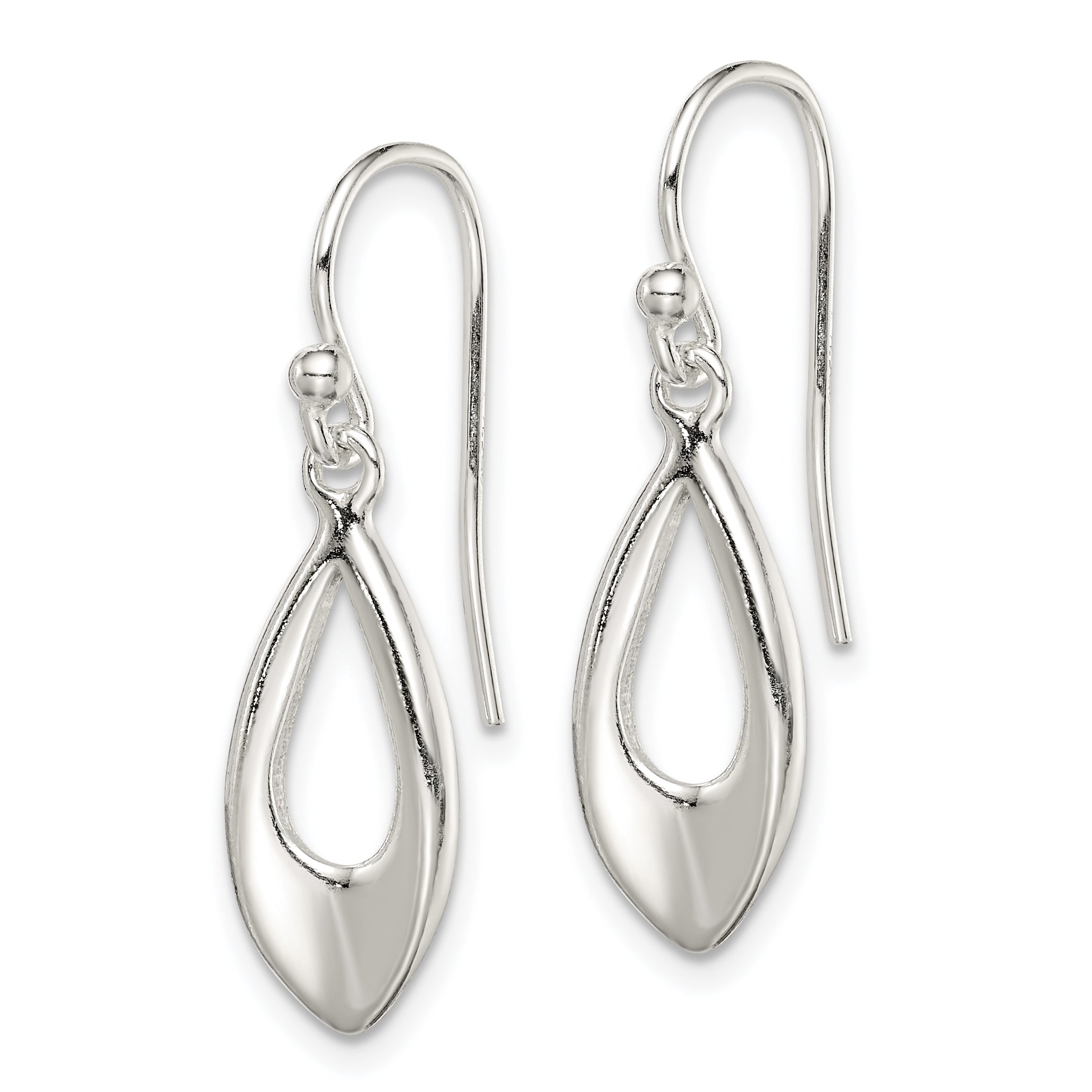 Sterling Silver Polished Teardrop Dangle Shepherd Hook Earrings Secondary image