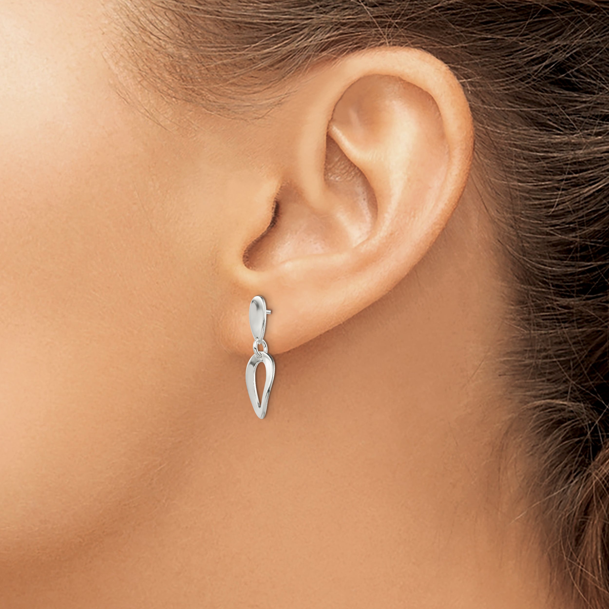 Sterling Silver Polished Curved Oval Post Dangle Earrings
