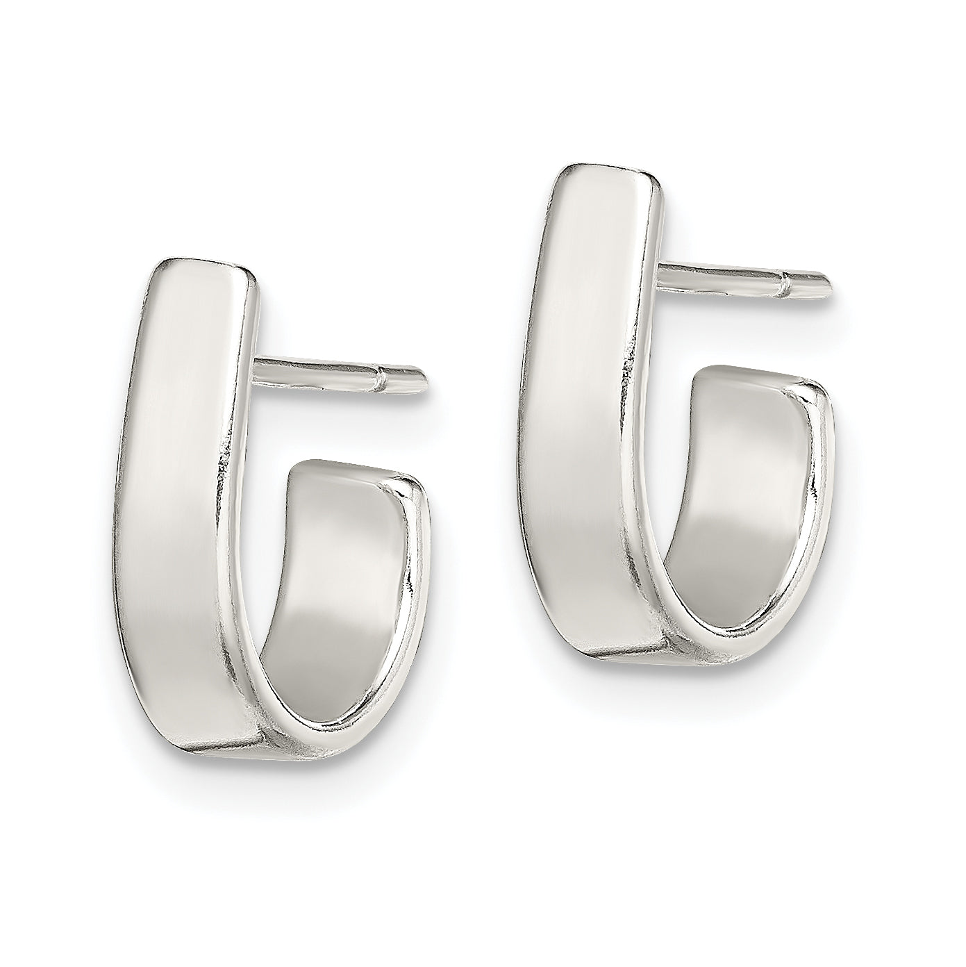 Sterling Silver Fancy J-Hoop Earrings Secondary image