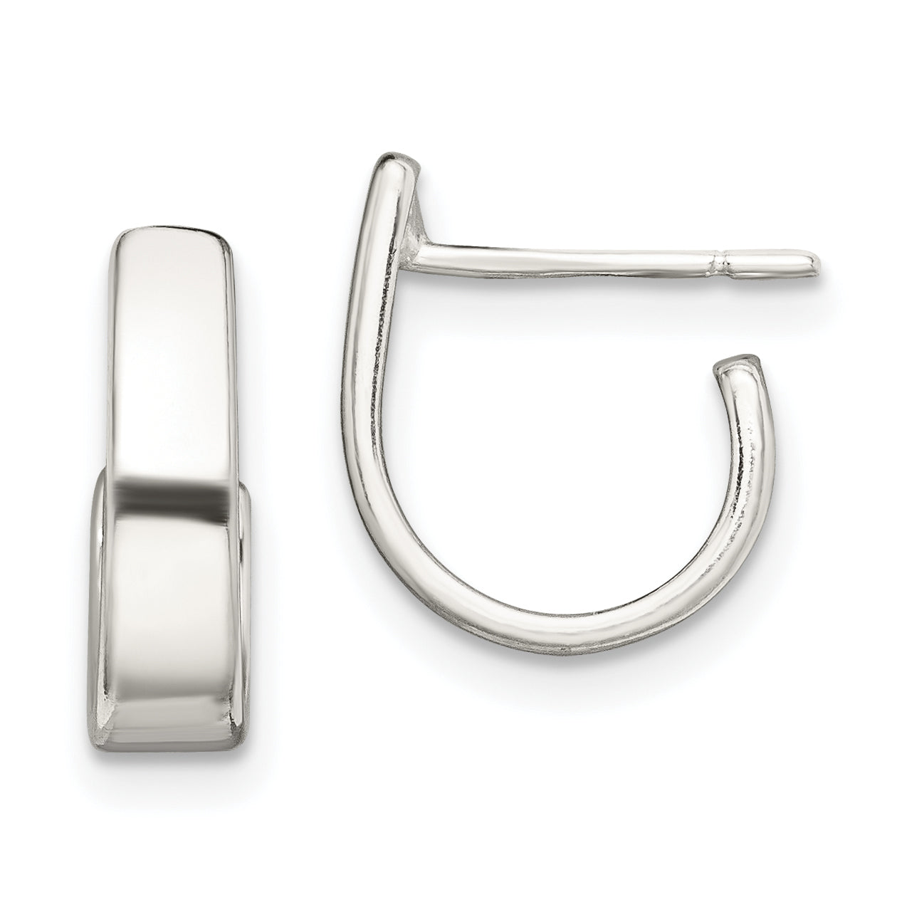 Sterling Silver Fancy J-Hoop Earrings Main image