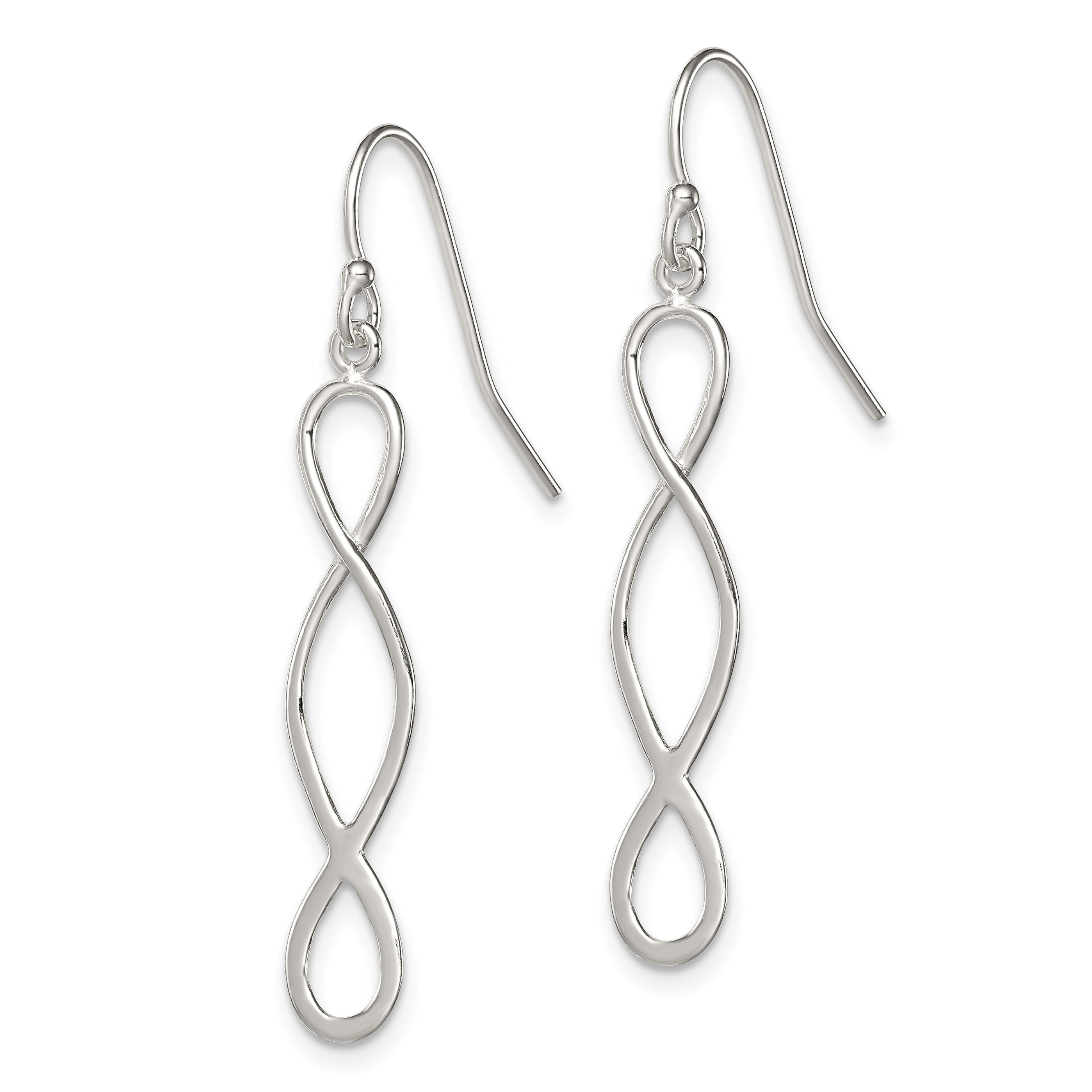 Sterling Silver Polished Twist Design Dangle Earrings Secondary image