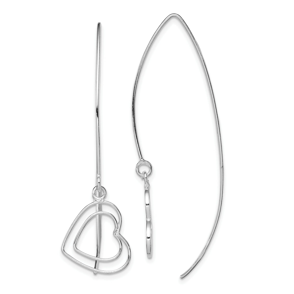 Heart Threader Earrings in Sterling Silver, 15mm - Sophia Jewelers Main image