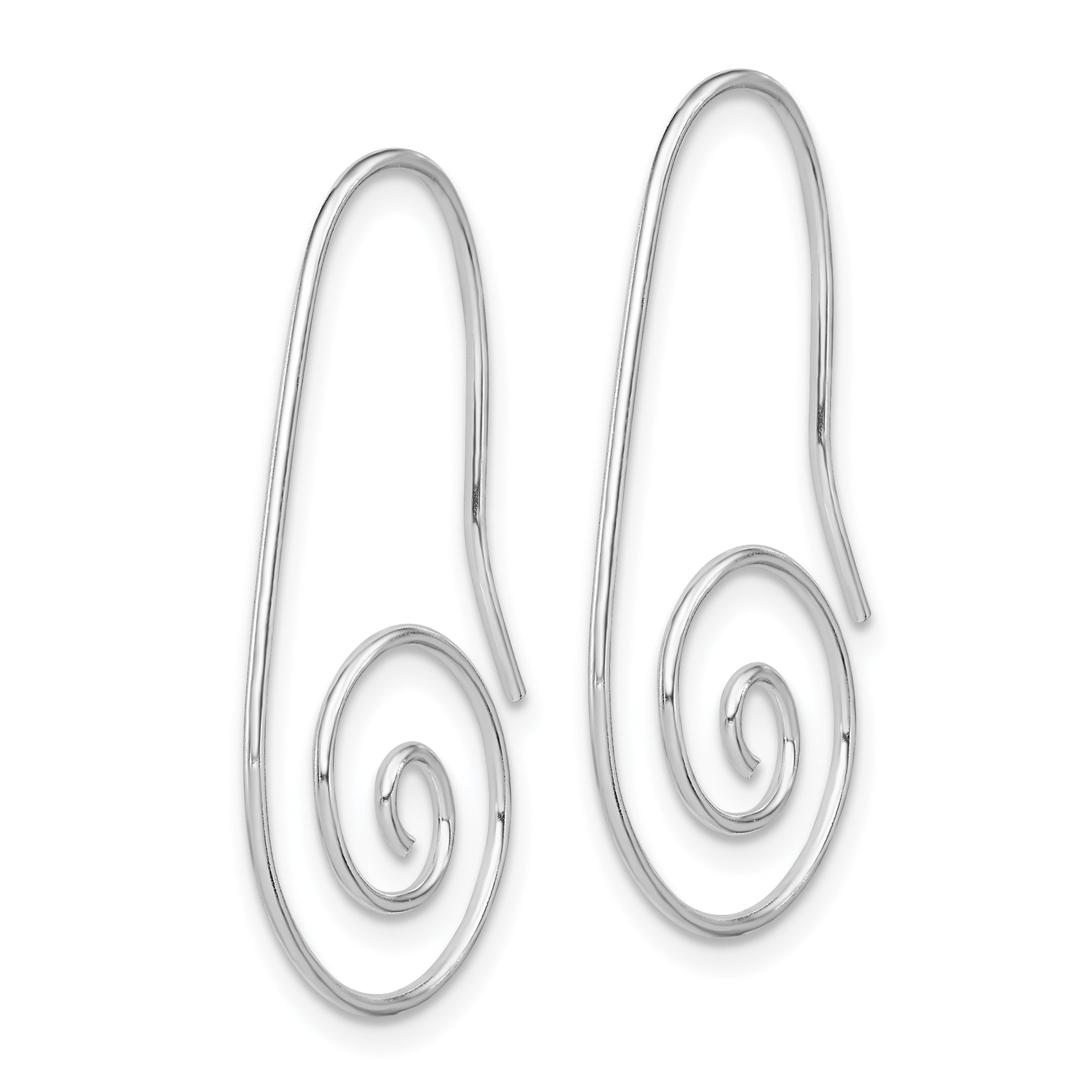 Sterling Silver Rhodium-plated Hook Swirl Earrings Secondary image
