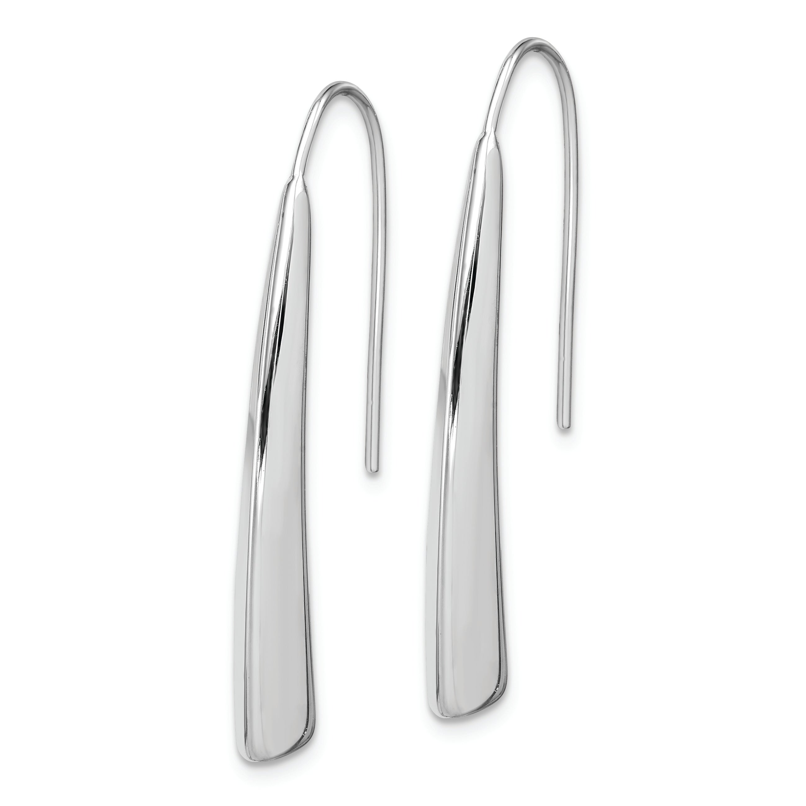 Sterling Silver Polished Rhodium Plated Fancy Bar Thread Earrings Secondary image