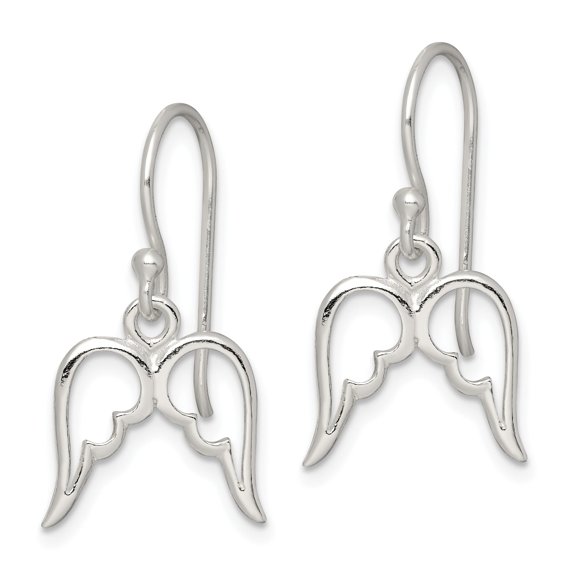 Sterling Silver Polished Wings Dangle Earrings Secondary image