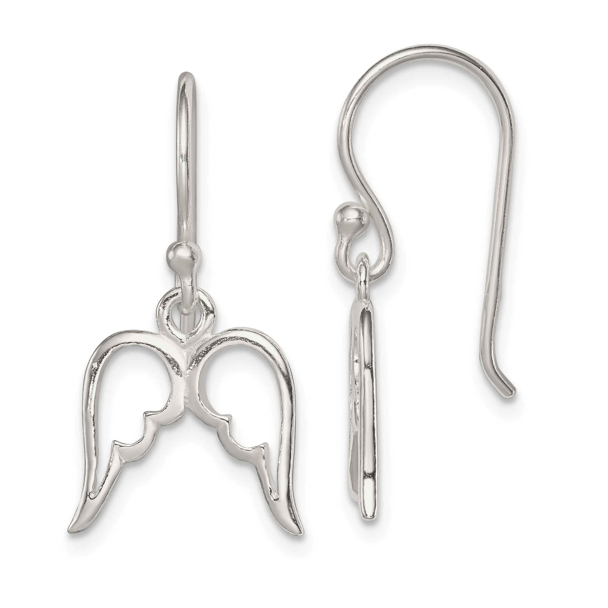 Sterling Silver Polished Wings Dangle Earrings Main image