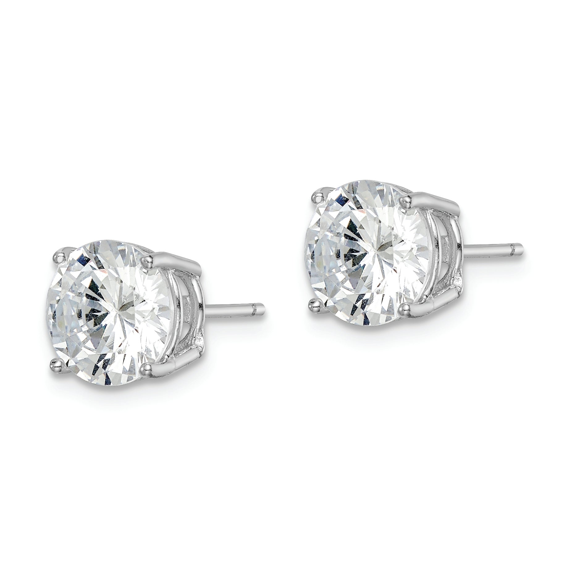 Sterling Silver Rhodium-plated Polished Round 8mm CZ Stud Earrings Secondary image