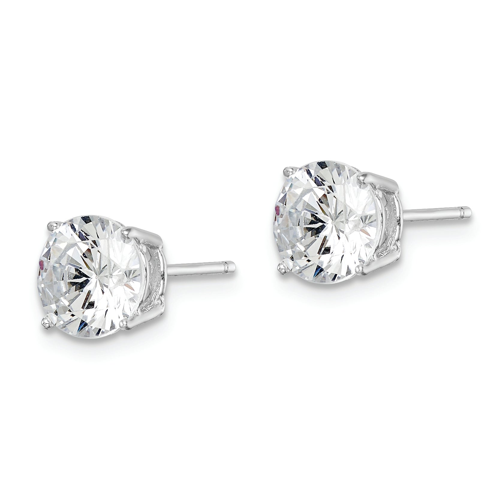 Sterling Silver Rhodium-plated Polished Round 7mm CZ Stud Earrings Secondary image