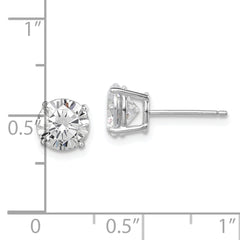Sterling Silver Rhodium-plated Polished Round 7mm CZ Stud Earrings
