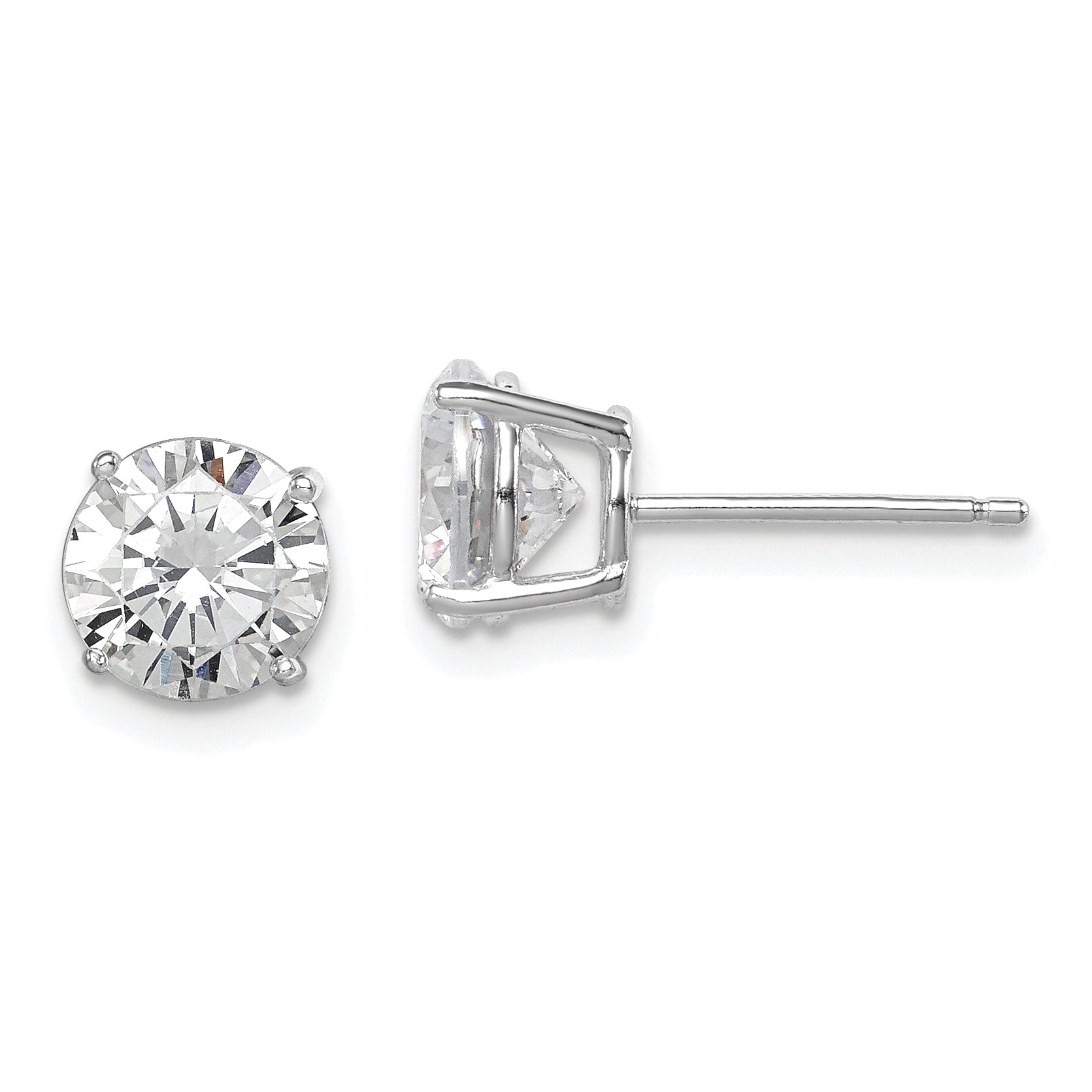 Sterling Silver Rhodium-plated Polished Round 7mm CZ Stud Earrings Main image