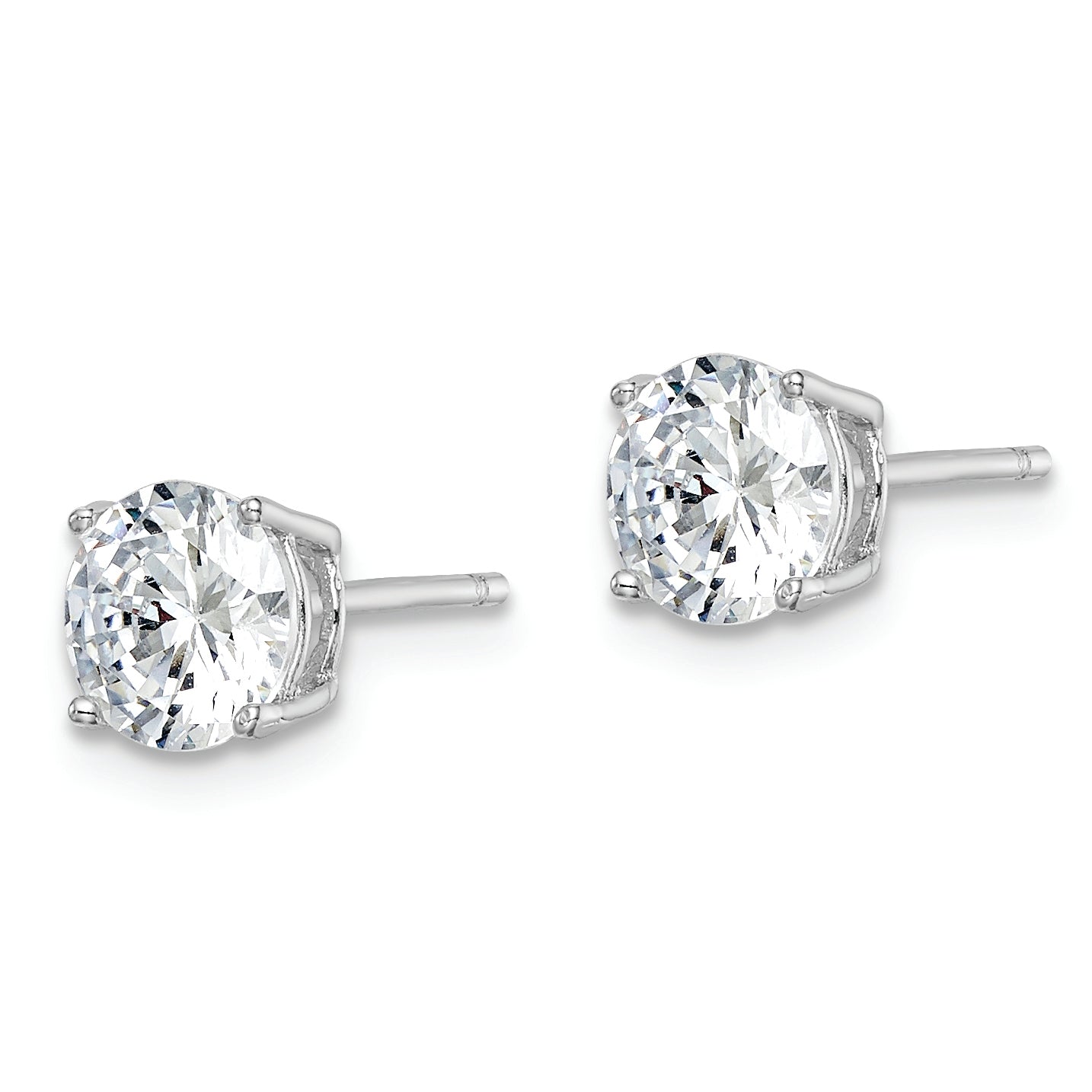 Sterling Silver Rhodium-plated Polished Round 6mm CZ Stud Earrings Secondary image