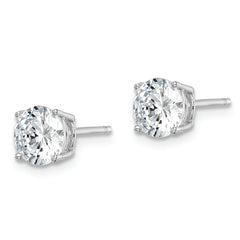 Sterling Silver Rhodium-plated Polished Round 6mm CZ Stud Earrings