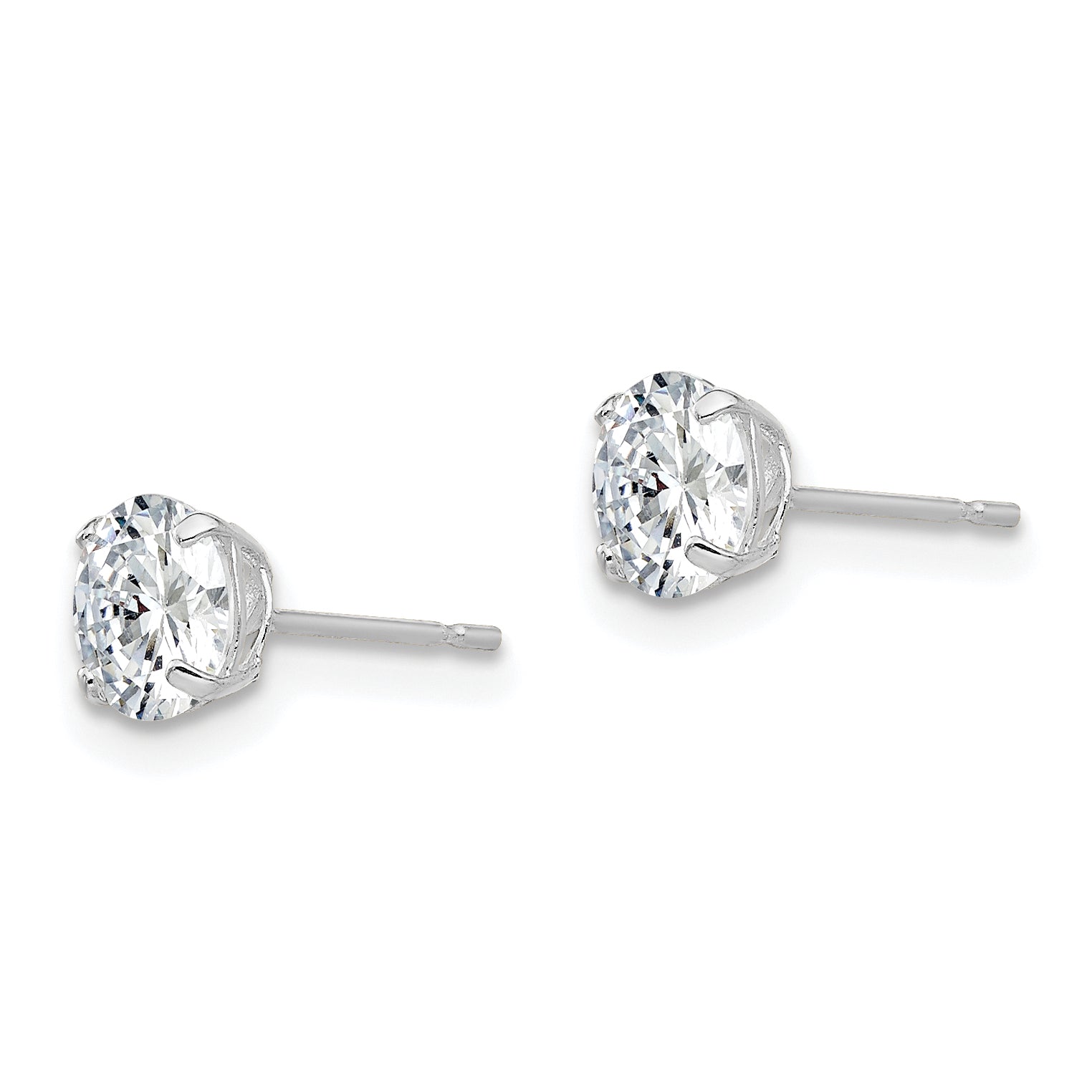 Sterling Silver Rhodium-plated Polished Round 5mm CZ Stud Earrings Secondary image