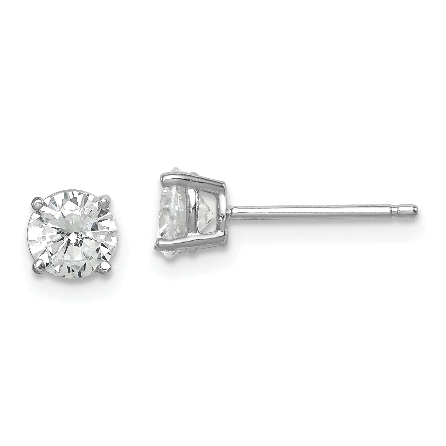 Sterling Silver Rhodium-plated Polished Round 5mm CZ Stud Earrings Main image