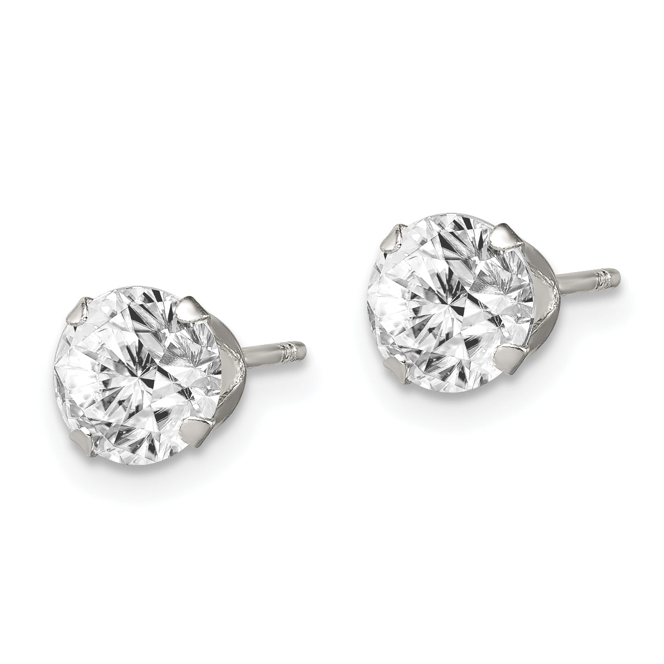 Sterling Silver Polished Round 6mm CZ Snap Set Stud Earrings Secondary image