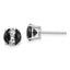 Sterling Silver RH-pltd Black/White 7mm Round CZ Basket Set Stud Earrings