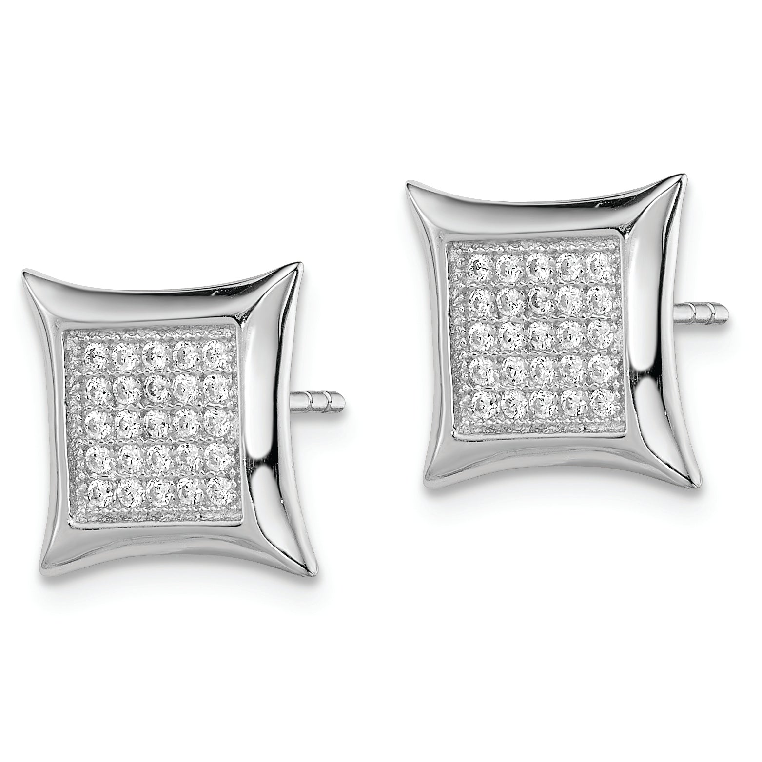 Sterling Silver Rhodium-plated Polished PavÃƒÂƒÃ‚Â¢ÃƒÂ¢Ã¢Â€ÂšÃ‚Â¬ÃƒÂ…Ã‚Â¡ CZ Square Post Earrings