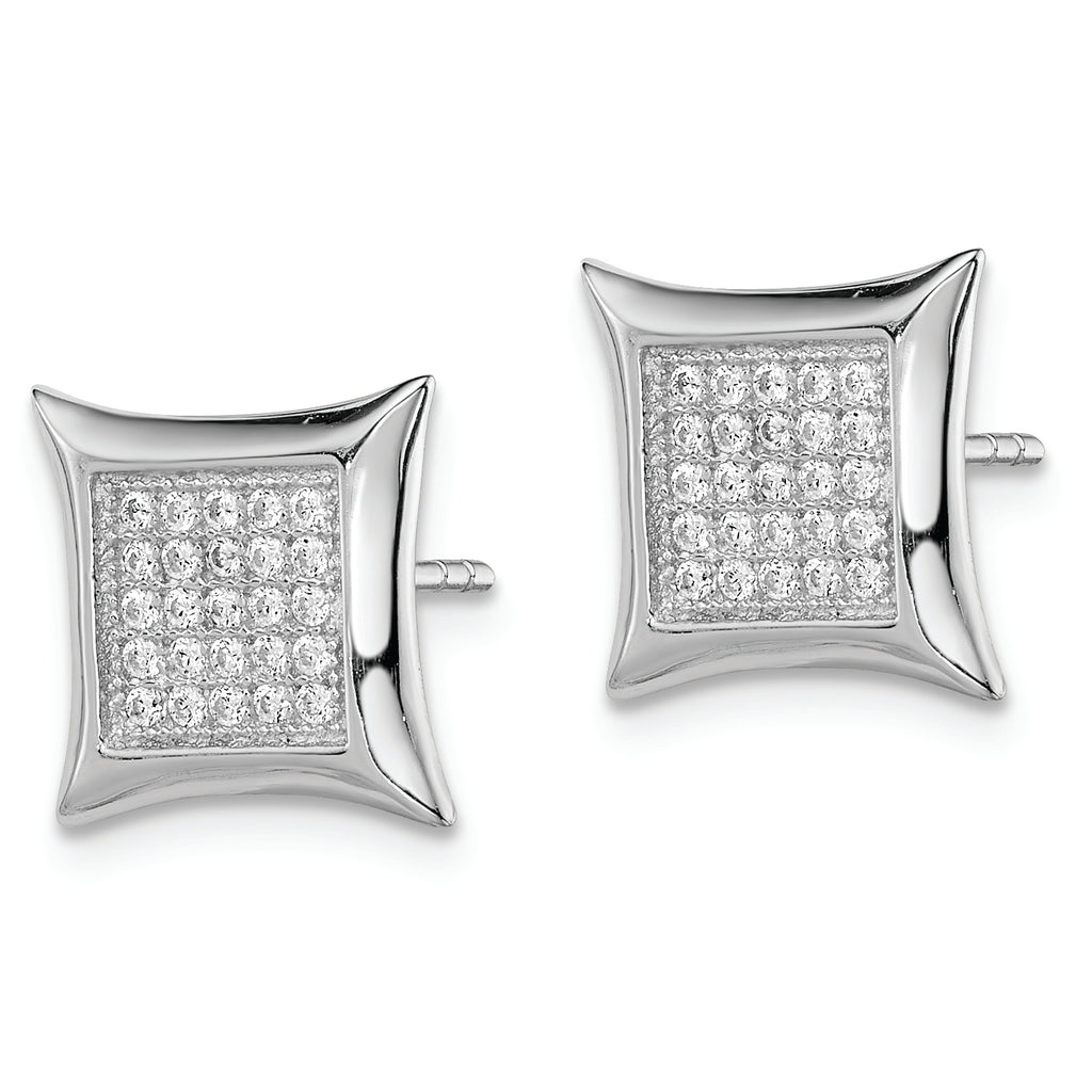 Sterling Silver Rhodium-plated Polished PavÃƒÂƒÃ‚Â¢ÃƒÂ¢Ã¢Â€ÂšÃ‚Â¬ÃƒÂ…Ã‚Â¡ CZ Square Post Earrings
