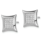 Sterling Silver Rhodium-plated Polished PavÃƒÂƒÃ‚Â¢ÃƒÂ¢Ã¢Â€ÂšÃ‚Â¬ÃƒÂ…Ã‚Â¡ CZ Square Post Earrings