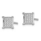 Sterling Silver Rhodium-plated Polished PavÃƒÂƒÃ‚Â¢ÃƒÂ¢Ã¢Â€ÂšÃ‚Â¬ÃƒÂ…Ã‚Â¡ CZ Square Post Earrings