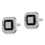 Sterling Silver RH-plated Black Enamel & PavÃƒÂƒÃ‚Â¢ÃƒÂ¢Ã¢Â€ÂšÃ‚Â¬ÃƒÂ…Ã‚Â¡ CZ Square Halo Post Earrings