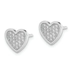 Sterling Silver Rhodium-plated CZ PavÃƒÂƒÃ‚Â¢ÃƒÂ¢Ã¢Â€ÂšÃ‚Â¬ÃƒÂ…Ã‚Â¡ Heart Post Earrings
