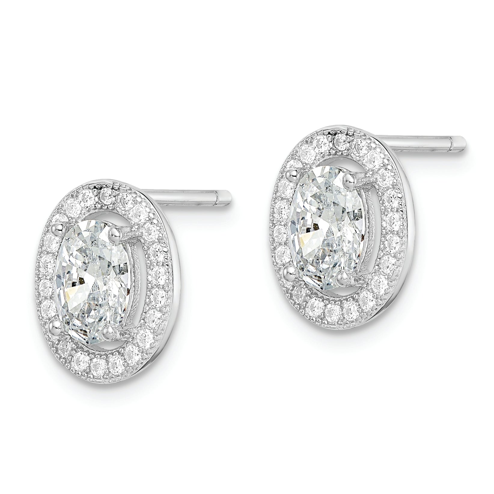 Sterling Silver Rhodium-plated Polished PavÃƒÂƒÃ‚Â¢ÃƒÂ¢Ã¢Â€ÂšÃ‚Â¬ÃƒÂ…Ã‚Â¡ CZ Oval Post Earrings