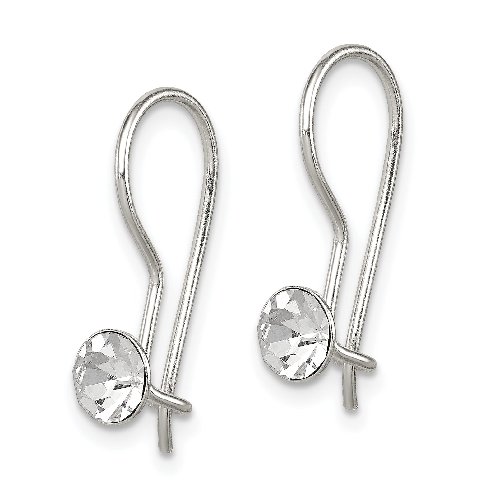 Sterling Silver Polished Stellux Crystal Dangle Earrings Secondary image