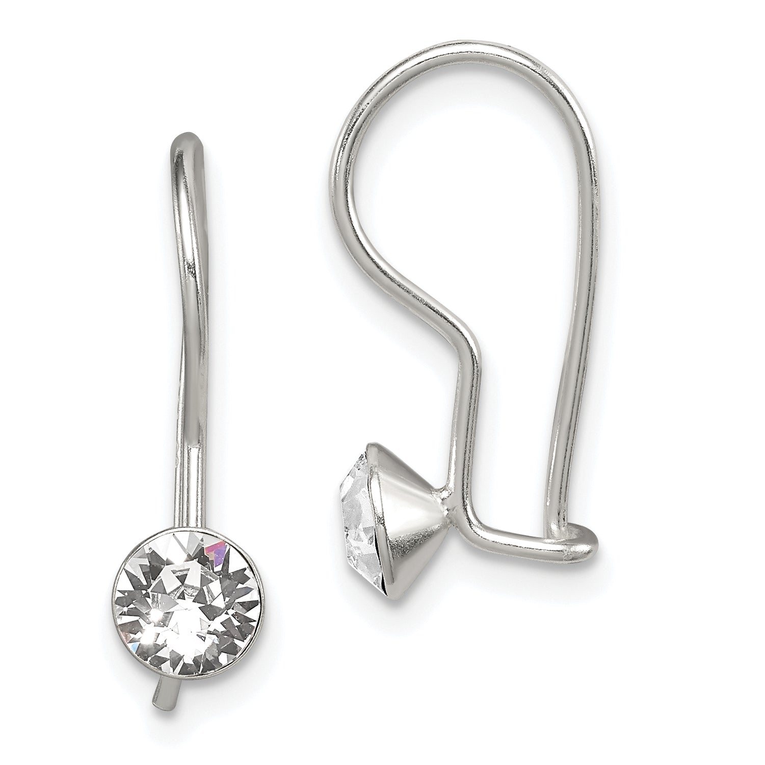 Sterling Silver Polished Stellux Crystal Dangle Earrings Main image