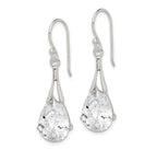 Sterling Silver Polished CZ Teardrop Dangle Earrings