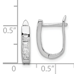 Sterling Silver Rhodium-plated CZ Hinged Hoop Earrings