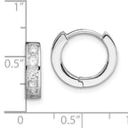 Sterling Silver Rhodium-plated CZ Hinged Hoop Earrings