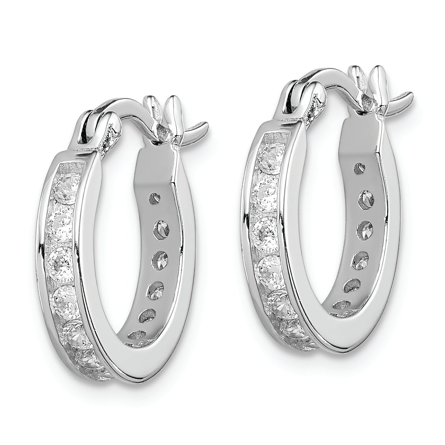 Sterling Silver Rhodium-plated CZ Hoop Earrings Secondary image
