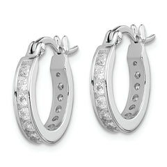 Sterling Silver Rhodium-plated CZ Hoop Earrings