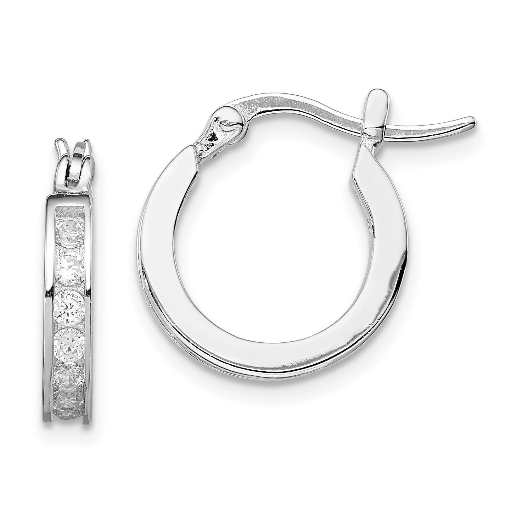 Sterling Silver Rhodium-plated CZ Hoop Earrings Main image