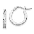 Sterling Silver Rhodium-plated CZ Hoop Earrings