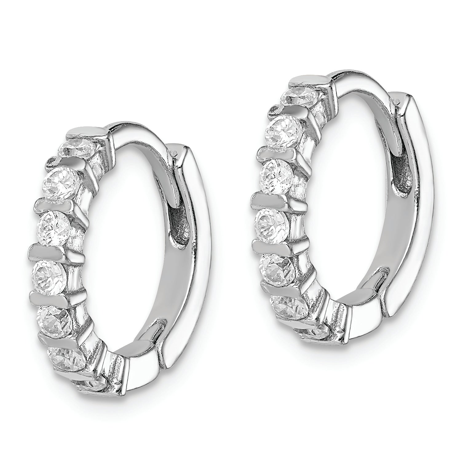 Sterling Silver Rhodium-plated CZ Hinged Earrings Secondary image