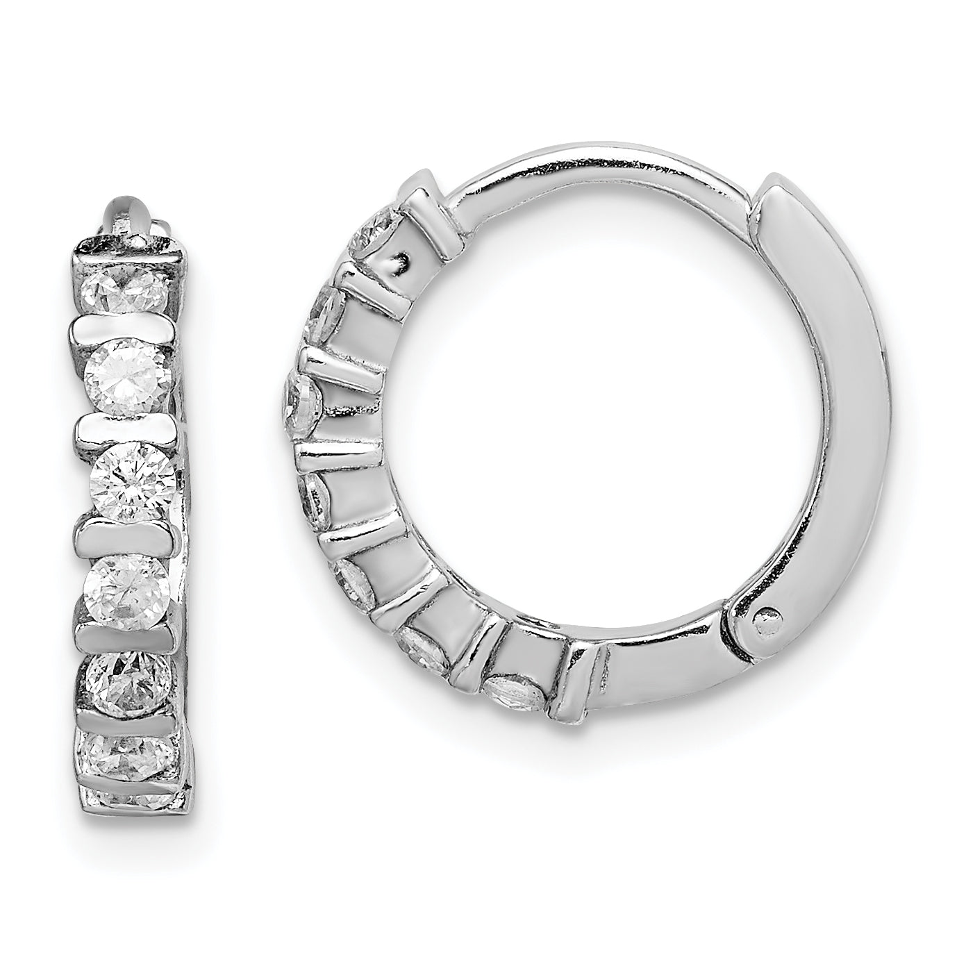 Sterling Silver Rhodium-plated CZ Hinged Earrings Main image
