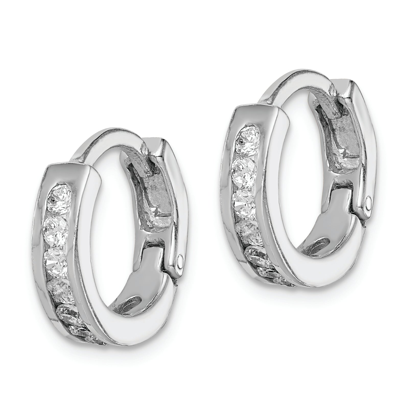 Sterling Silver Rhodium-plated CZ Hinged Earrings Secondary image
