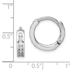 Sterling Silver Rhodium-plated CZ Hinged Earrings