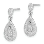 Sterling Silver Rhodium-plated CZ PavÃƒÂƒÃ‚Â¢ÃƒÂ¢Ã¢Â€ÂšÃ‚Â¬ÃƒÂ…Ã‚Â¡ Pear Dangle Post Earrings