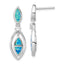 Sterling Silver RH-plated CZ & Blue Cr. Opal Marquise Post Dangle Earrings