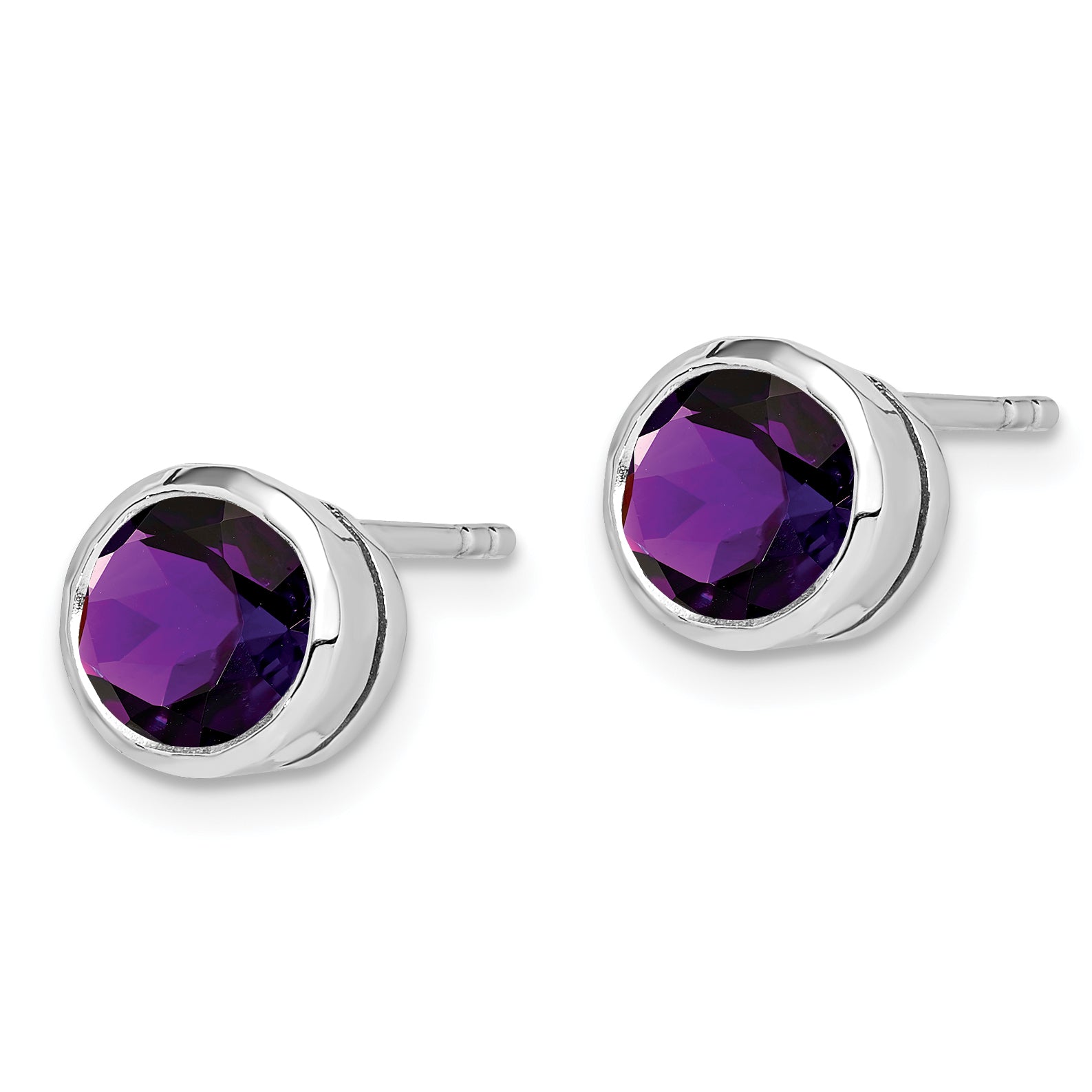 Sterling Silver Rhodium-plated Amethyst Post Earrings Secondary image