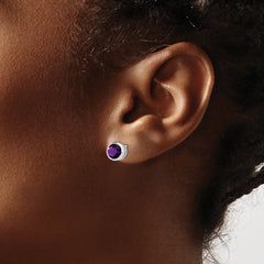 Sterling Silver Rhodium-plated Amethyst Post Earrings