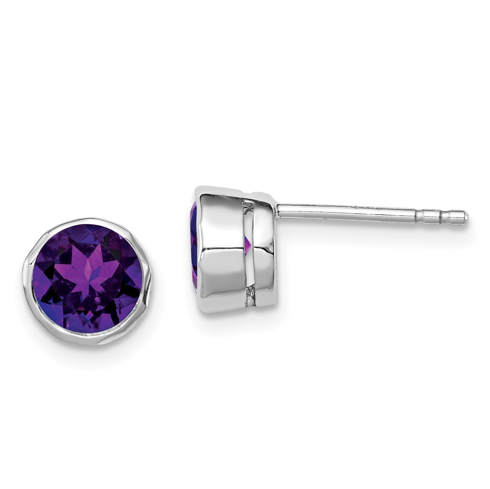 Sterling Silver Rhodium-plated Amethyst Post Earrings Main image