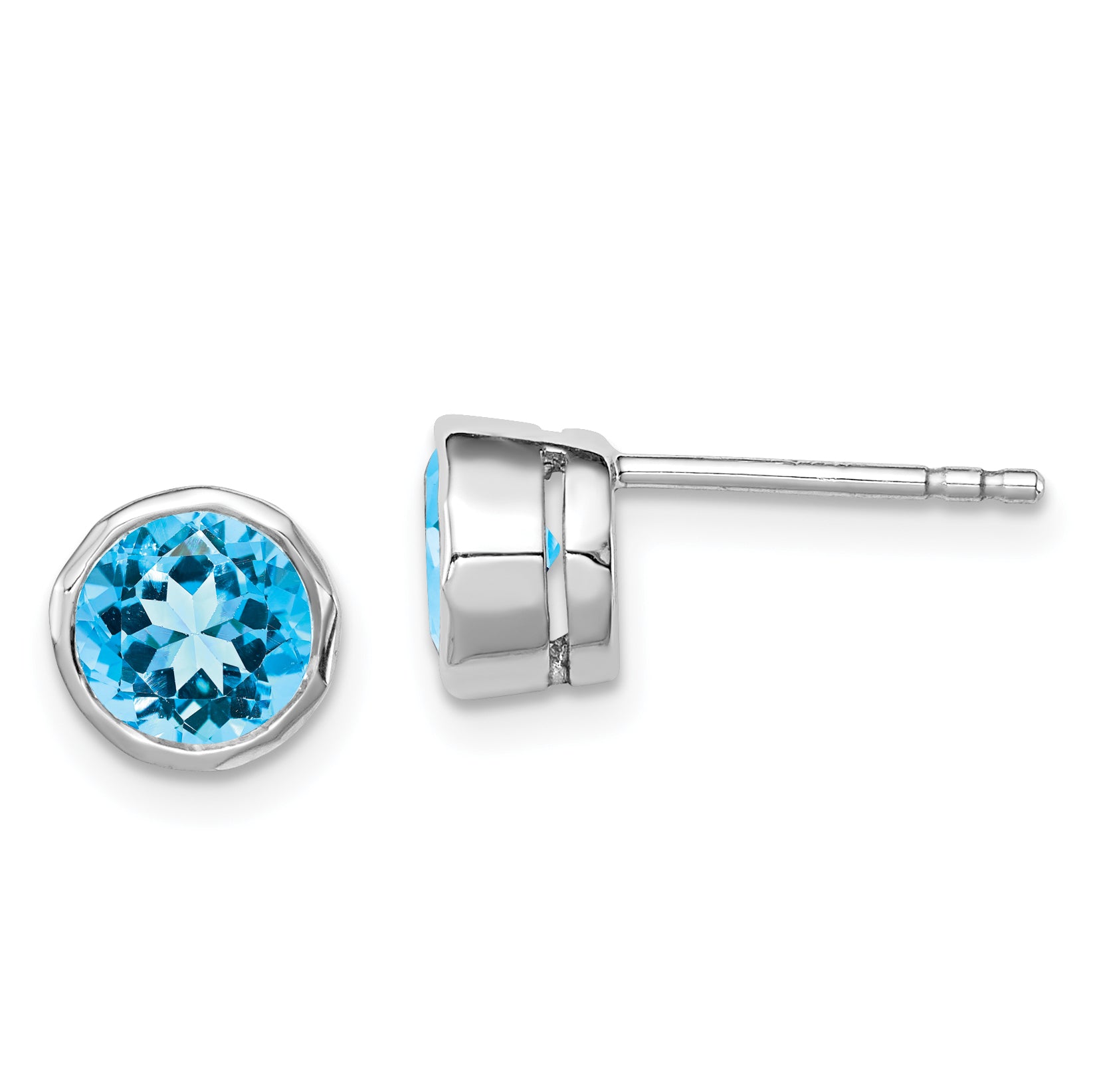 Sterling Silver Rhodium-plated Blue Topaz Circle Stud Earrings Main image