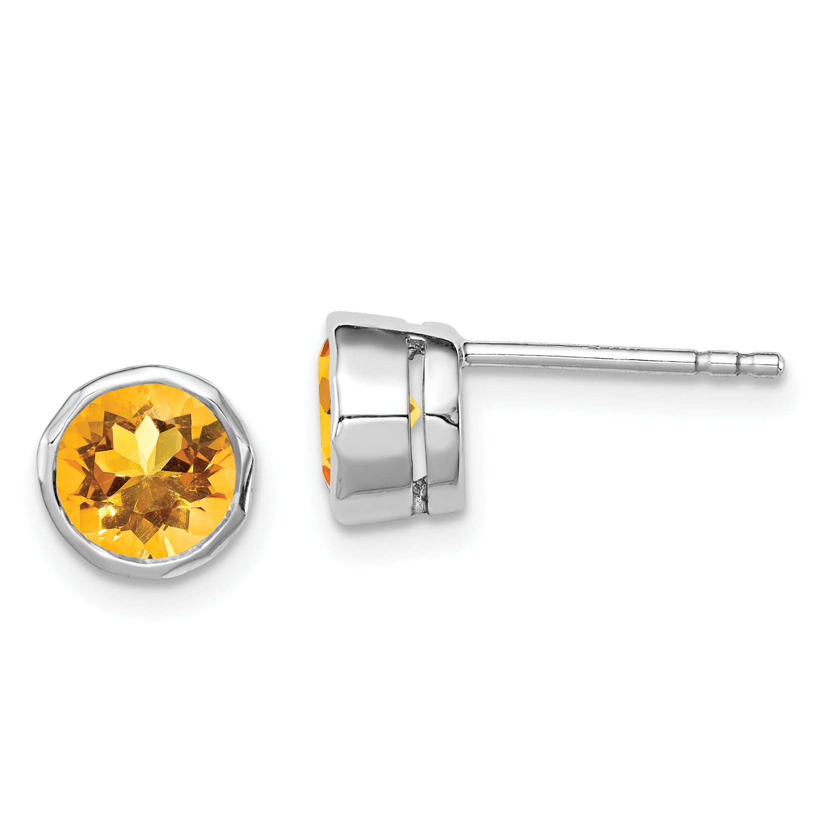 Sterling Silver Rhodium-plated Citrine Circle Stud Earrings Main image
