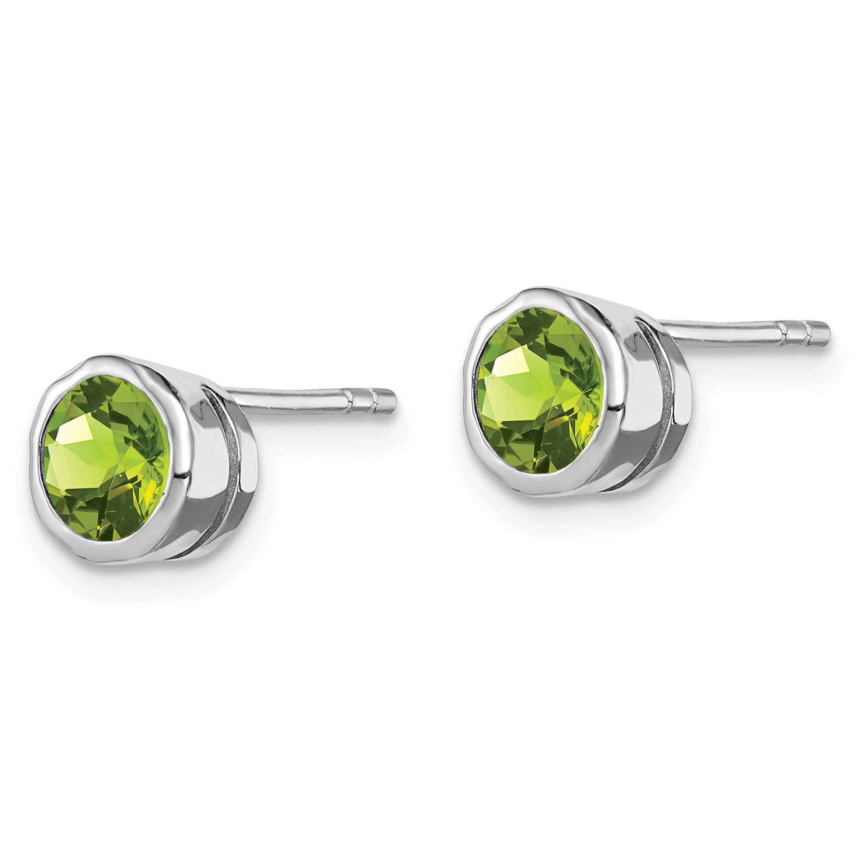 Sterling Silver Rhodium-plated Peridot Circle Stud Earrings Secondary image