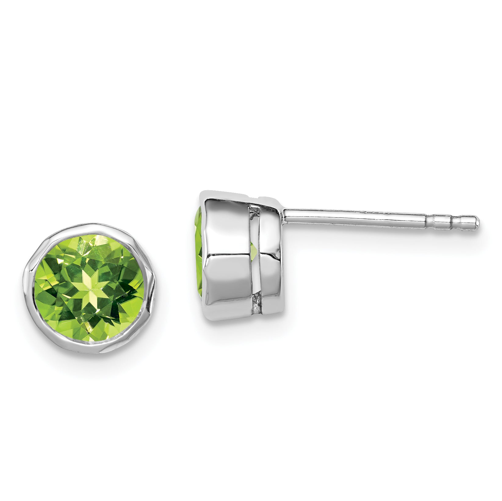 Sterling Silver Rhodium-plated Peridot Circle Stud Earrings Main image